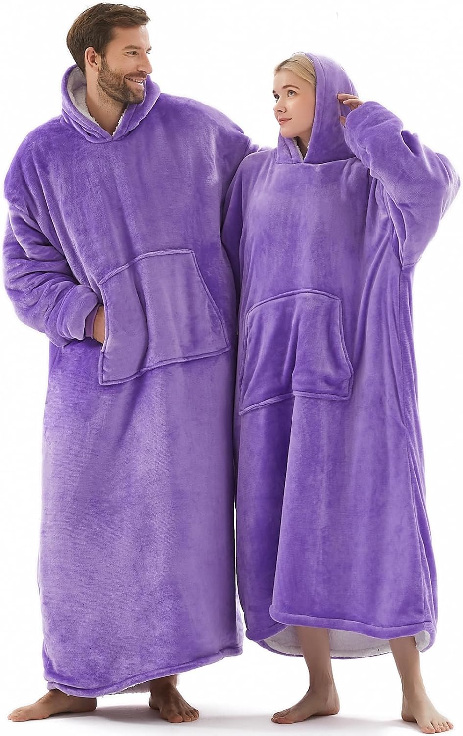 L’AGRATY Manta de gran tamaño con capucha para adultos, manta de vellón Sherpa con capucha de alta calidad para mujeres y hombres, sudadera larga