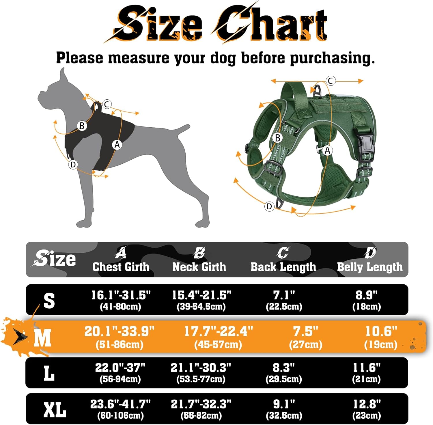 rabbitgoo Arnés para perros pequeños, medianos y grandes, chaleco de servicio táctico militar sin tirones con tiras reflectantes y asa de control,