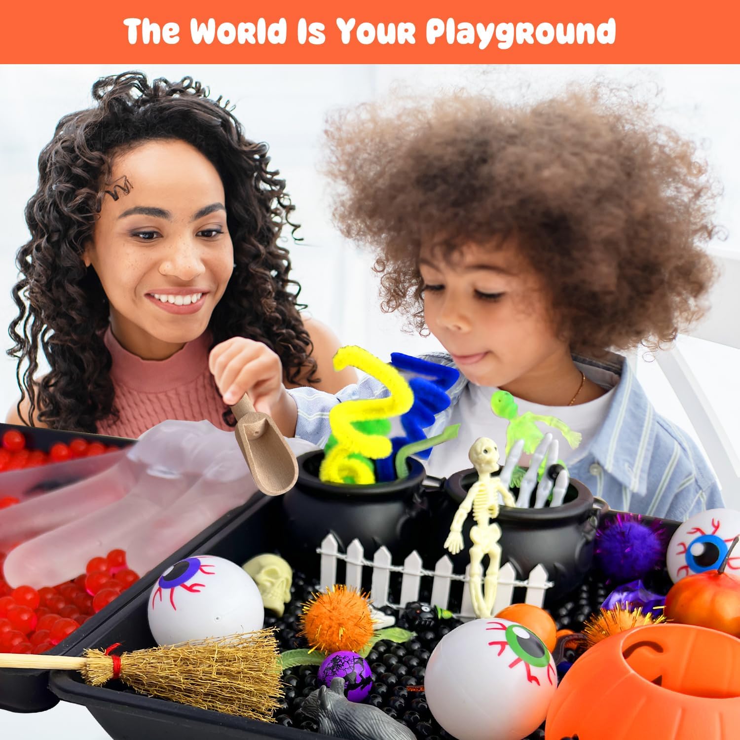 Recuerdos de fiesta de Halloween para niños, rellenos sensoriales con bolsas de golosinas de Halloween, suministros de fiesta de Halloween con