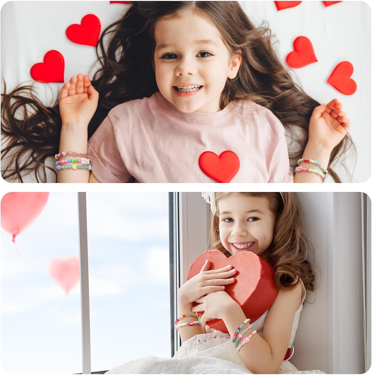 Juego de 48 pulseras de la amistad coloridas para niños, pulseras de cuentas ajustables, lindas pulseras de amistad de princesa, juego de pulseras