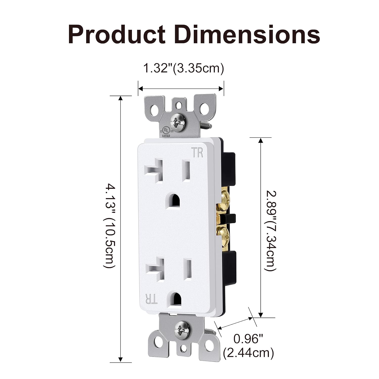 BESTTEN Toma de corriente decorativa de pared de 20 amperios, resistente a manipulaciones, 20A125V2500W, uso residencial y comercial, certificación