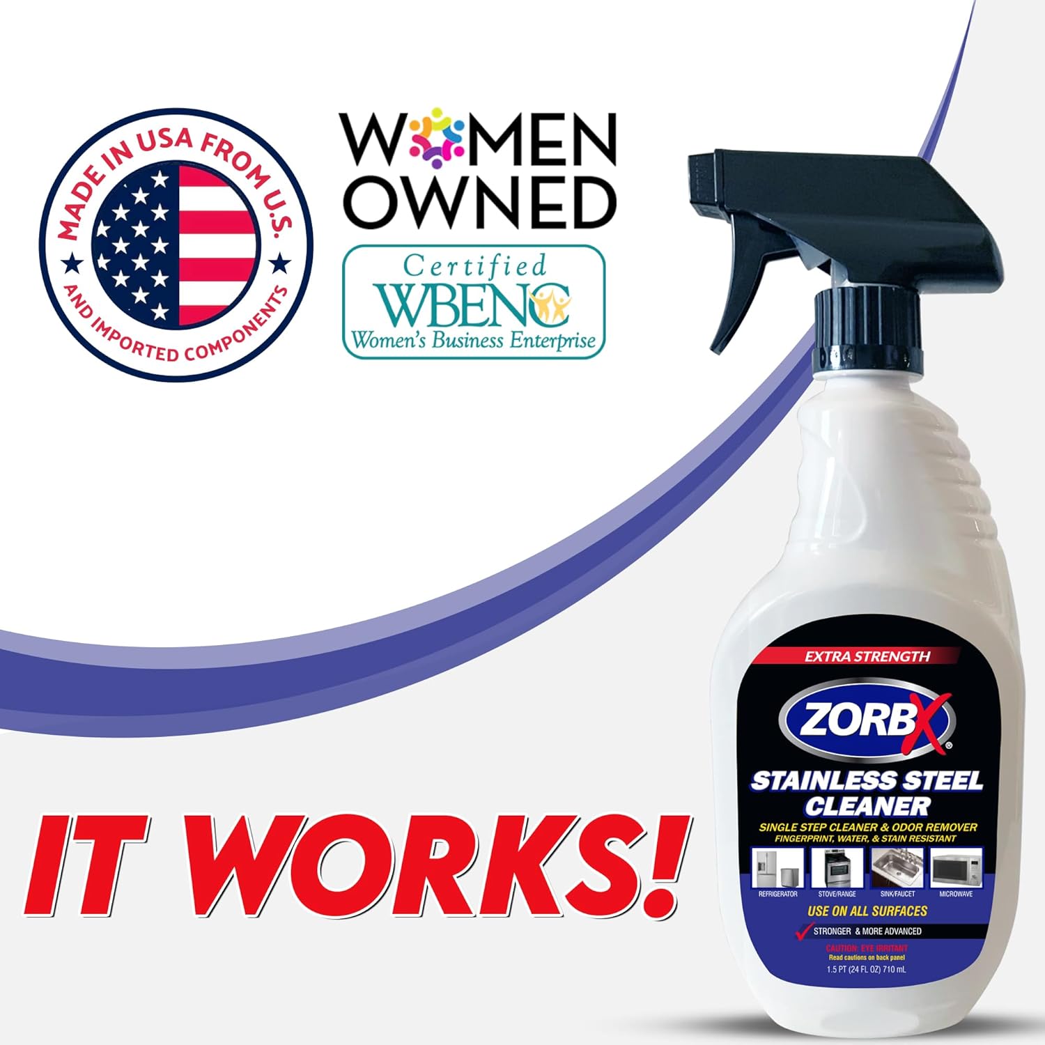 ZORBX Spray limpiador de acero inoxidable  Solución perfecta para eliminar olores desagradables y manchas no deseadas de superficies de acero