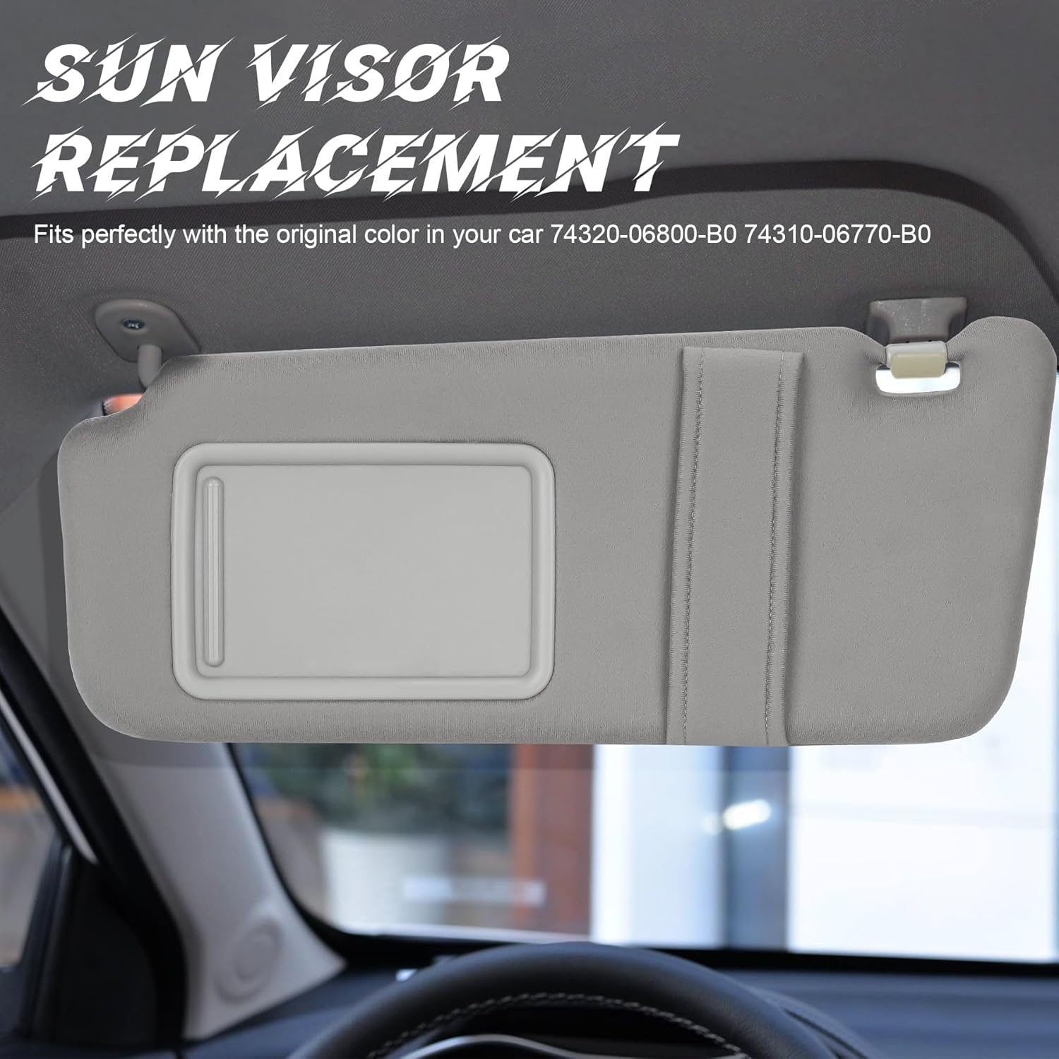 Reemplazo de visera parasol gris para lado izquierdo y pasajero derecho compatible con Toyota Camry 2007 2008 2009 2010 2011 con techo corredizo de