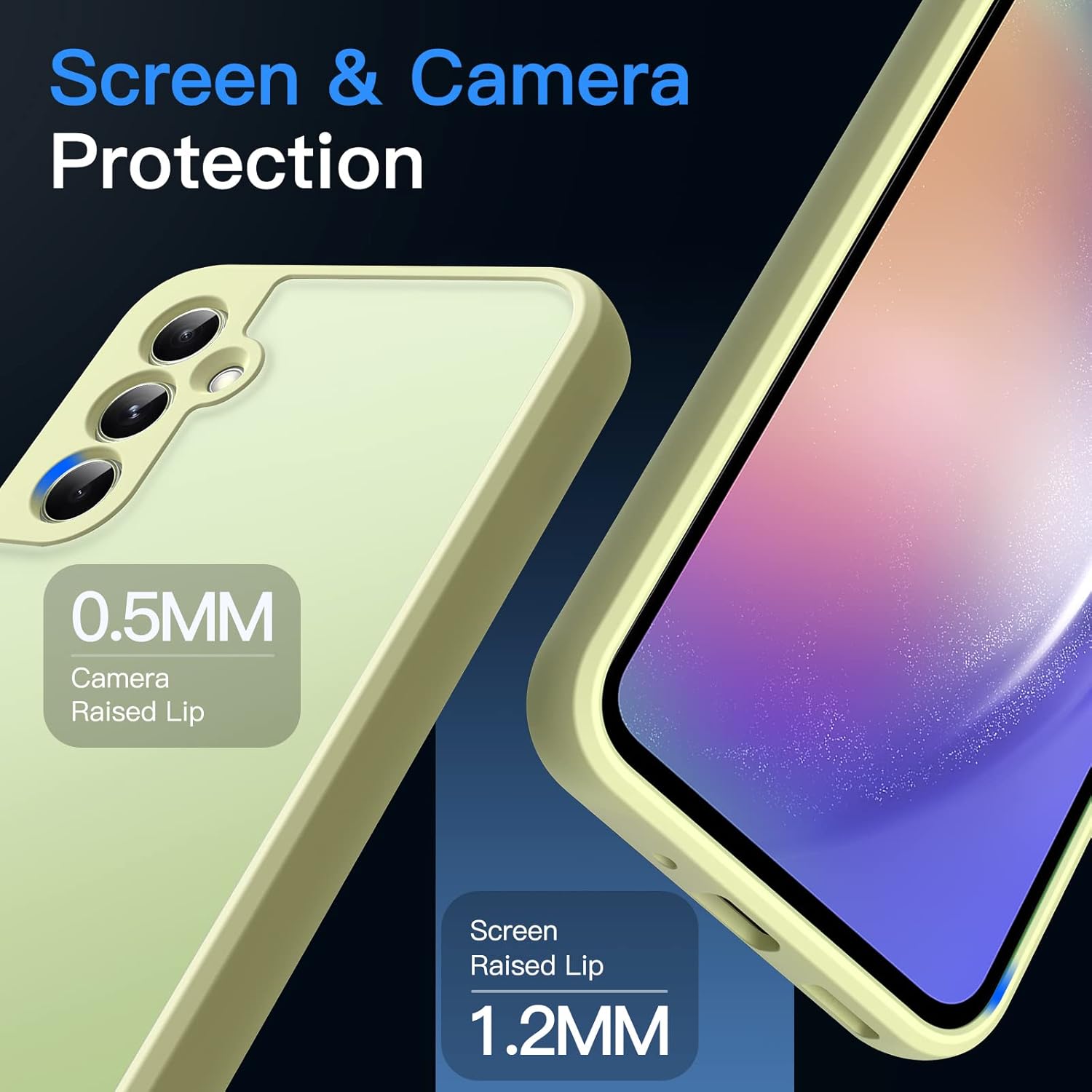 JETech Funda mate para Samsung Galaxy A54 5G de 6.4 pulgadas, funda protectora delgada translúcida esmerilada, antihuellas (lima)