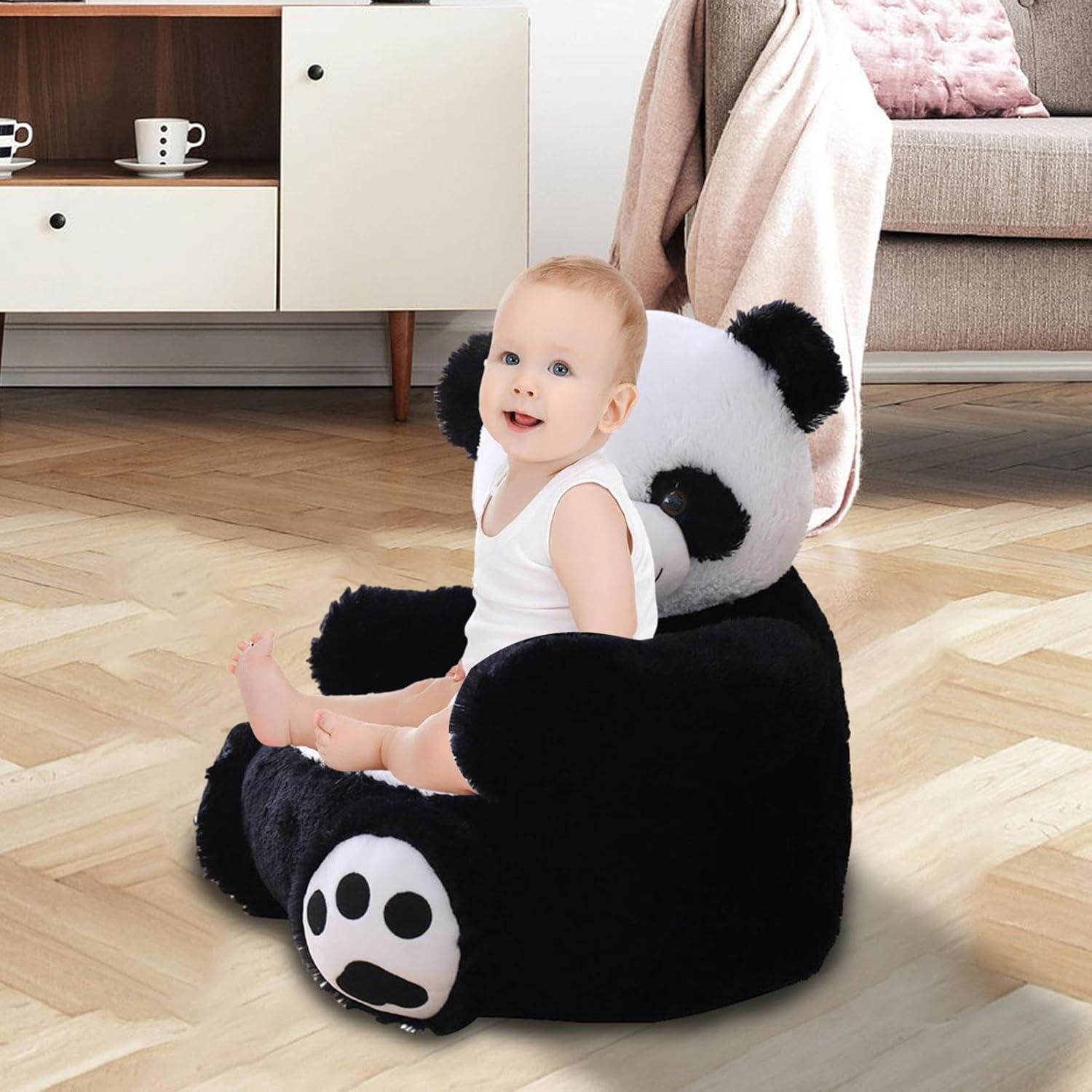 Silla de sofá para niños, sillón de felpa Panda, terciopelo y material de algodón PP, muebles de animales para niños, niños y niñas, cómoda silla