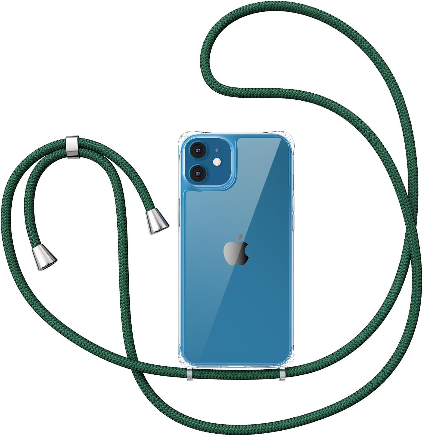 ZTOFERA Compatible con iPhone 12iPhone 12 Pro, funda transparente con cordón ajustable, TPU suave y delgada, a prueba de golpes, funda cruzada para