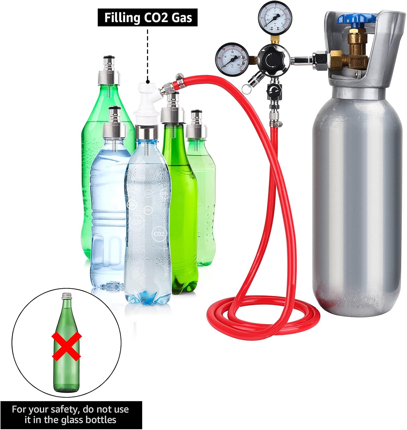 Tubería de línea de gas Co2 de 5.5 pies 516 para ensamblaje Kegerator con tapa de carbonatador de acero inoxidable tapa de carbonatación para