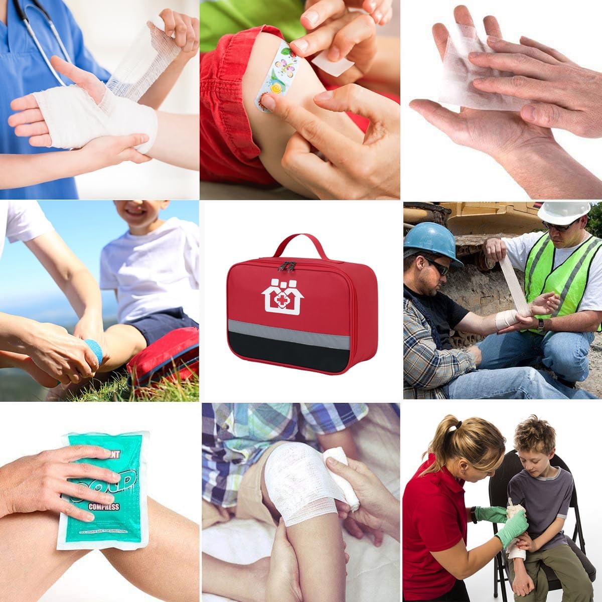 Bolsa organizadora de suministros médicos rojos, bolsa vacía para botiquín de primeros auxilios, bolsa de medicina de viaje para automóvil, hogar,