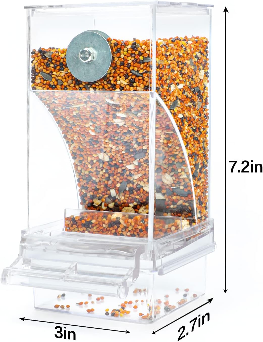 Rypet Paquete de 2 comederos automáticos para pájaros sin ensuciar, jaula transparente transparente para comederos de loros acrílicos, accesorios