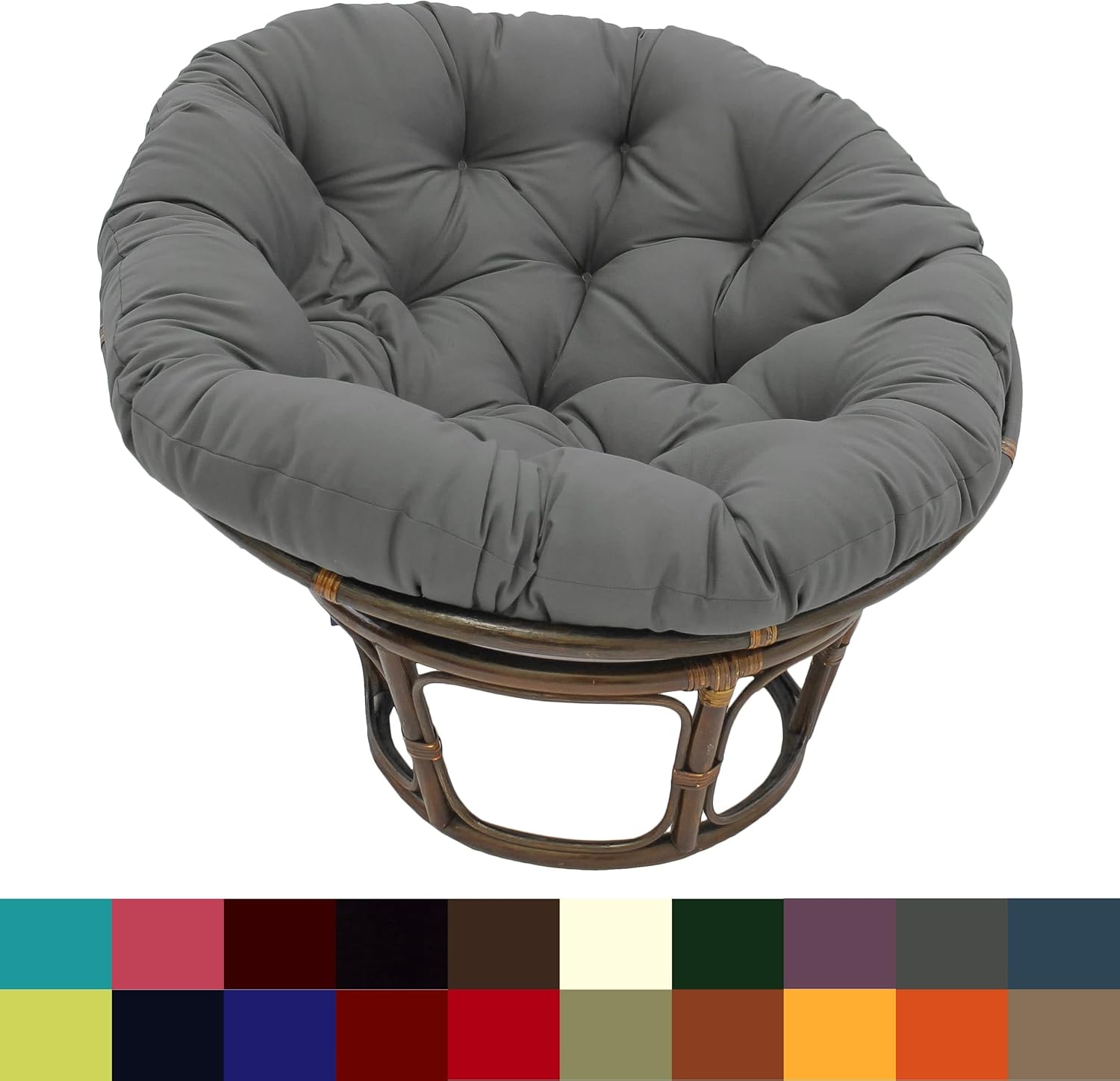 Bali – Silla Papasan de 42 pulgadas con cojín de sarga índigo
