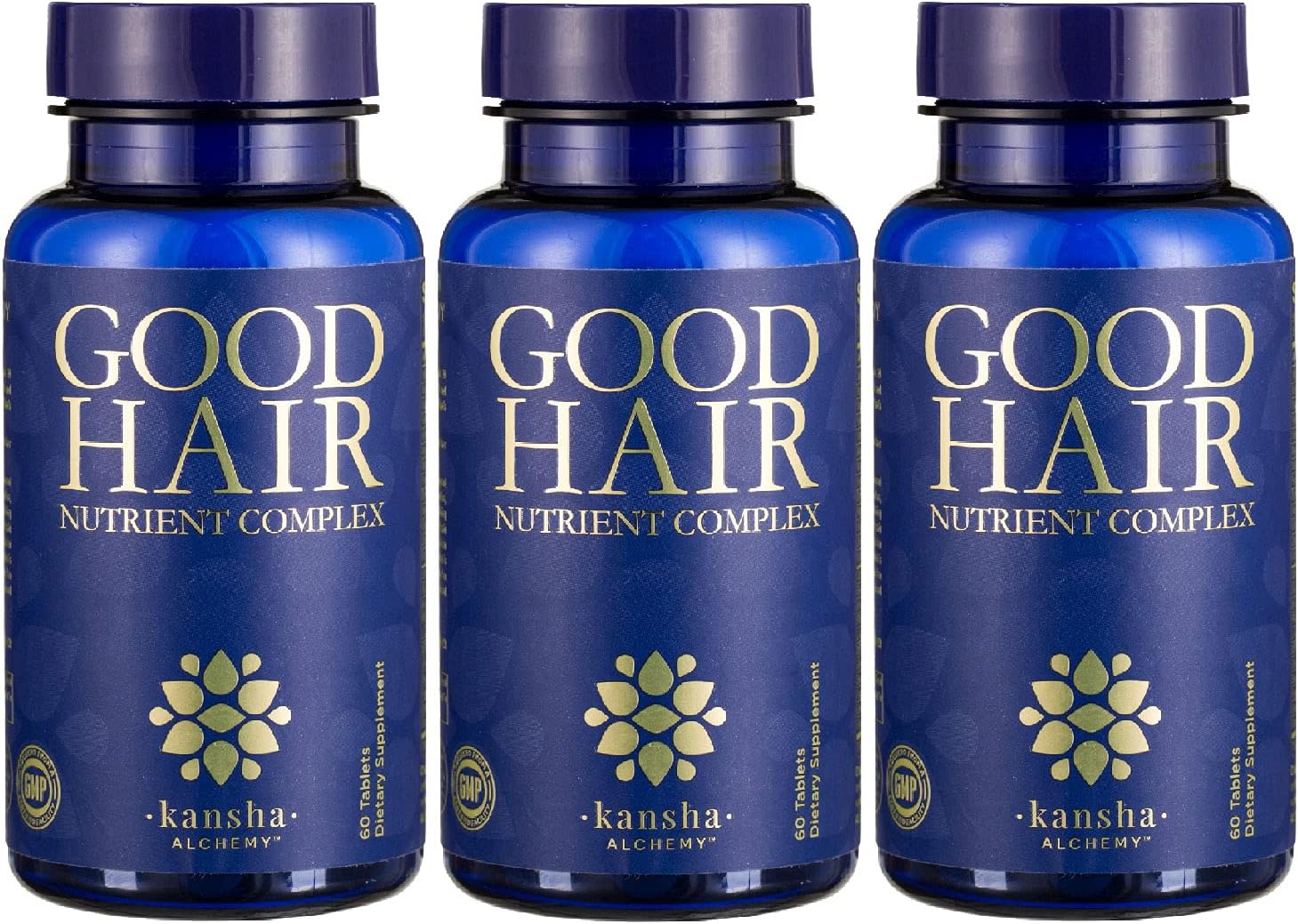 Kansha Alchemy Buen crecimiento del cabello (3 botellas) con bloqueador de DHT y biotina para un cabello más largo, más fuerte y saludable con ácido
