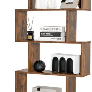 LOKO Estantería geométrica de 6 niveles con puertas, estante de almacenamiento independiente con dispositivos anti-caída, estantería en forma de Z LOKO Estantería geométrica de 6 niveles con puertas, estante de almacenamiento independiente con dispositivos anti-caída, estantería en forma de Z