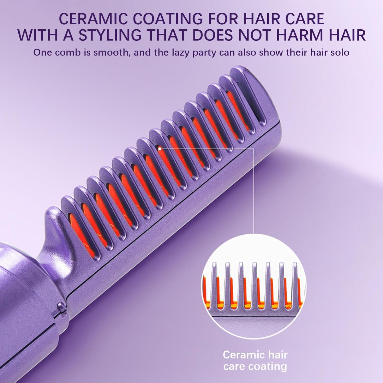 Mini alisador de pelo recargable, cepillo alisador de pelo inalámbrico, cepillo alisador portátil con iones negativos, alisador de pelo de peine