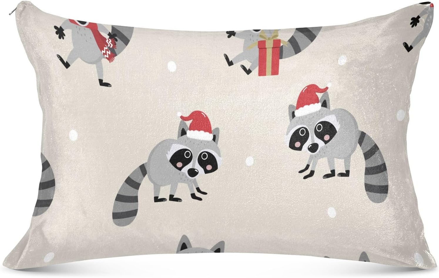 Emelivor Fundas de almohada navideñas de mapache, fundas de almohada de terciopelo, fundas de cojín suaves, fundas de almohada cómodas, almohadas