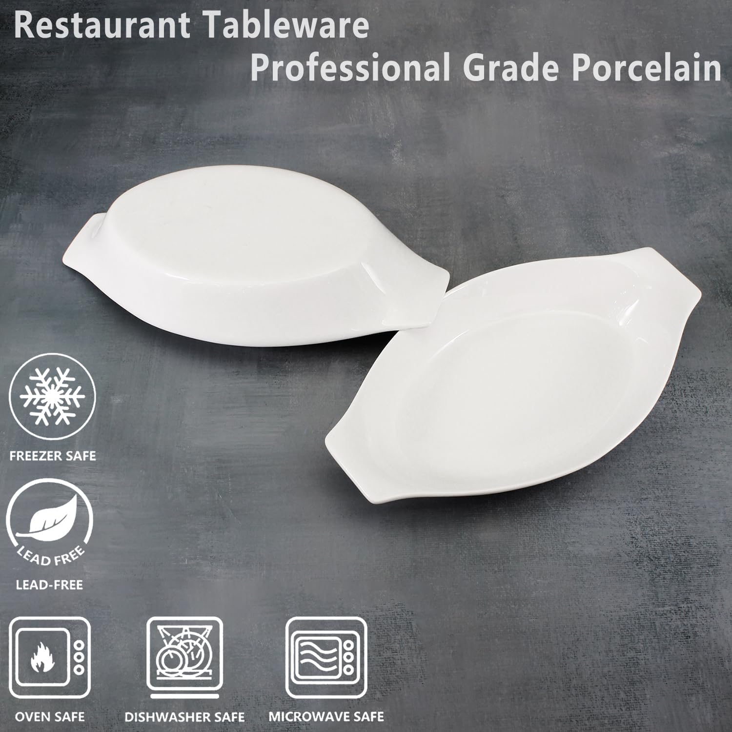 Juego de 4 platos ovalados para hornear gratinados, de porcelana, aptos para horno, lasaña, utensilios de cerámica ideales para cacerola de crema