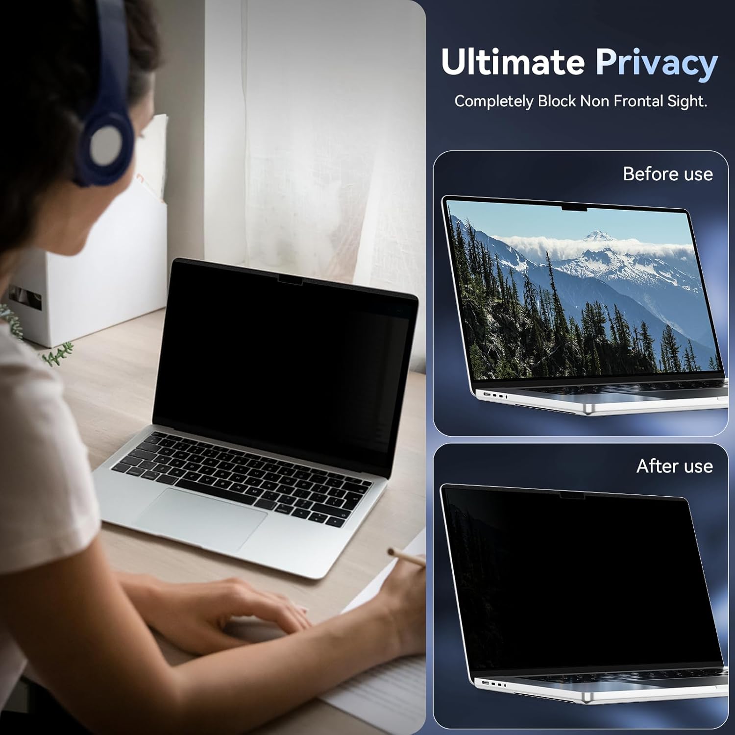 Protector de pantalla magnético de privacidad compatible con MacBook Pro de 16 pulgadas (2021-2024, M1, M2), filtro de privacidad extraíble