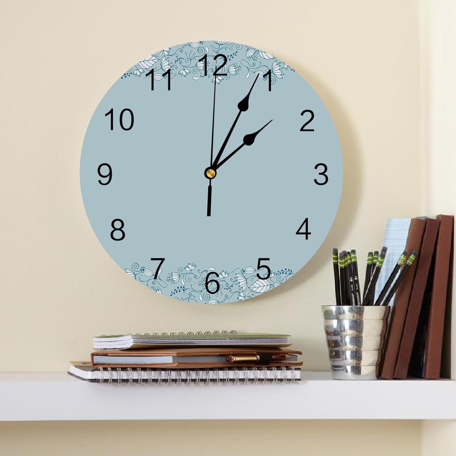 Silent – Reloj de pared decorativo sin tictac para cocina, dormitorio, baño, oficina, sala de estar, lavandería, hogar, funciona con pilas, reloj de