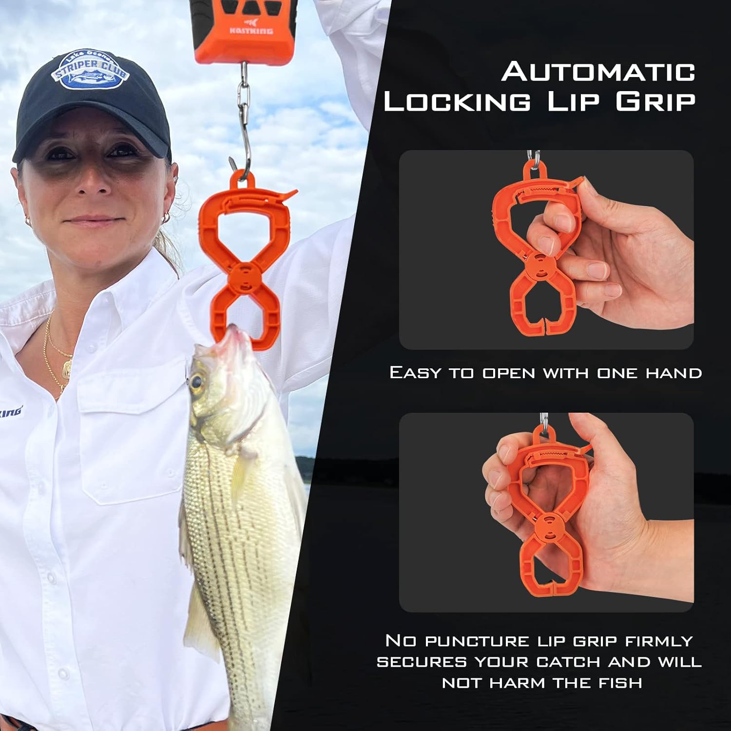 KastKing Báscula de pescado, báscula digital flotante impermeable WideView, pantalla LCD grande de 2.5 pulgadas, capacidad de 110 libras, multimodo