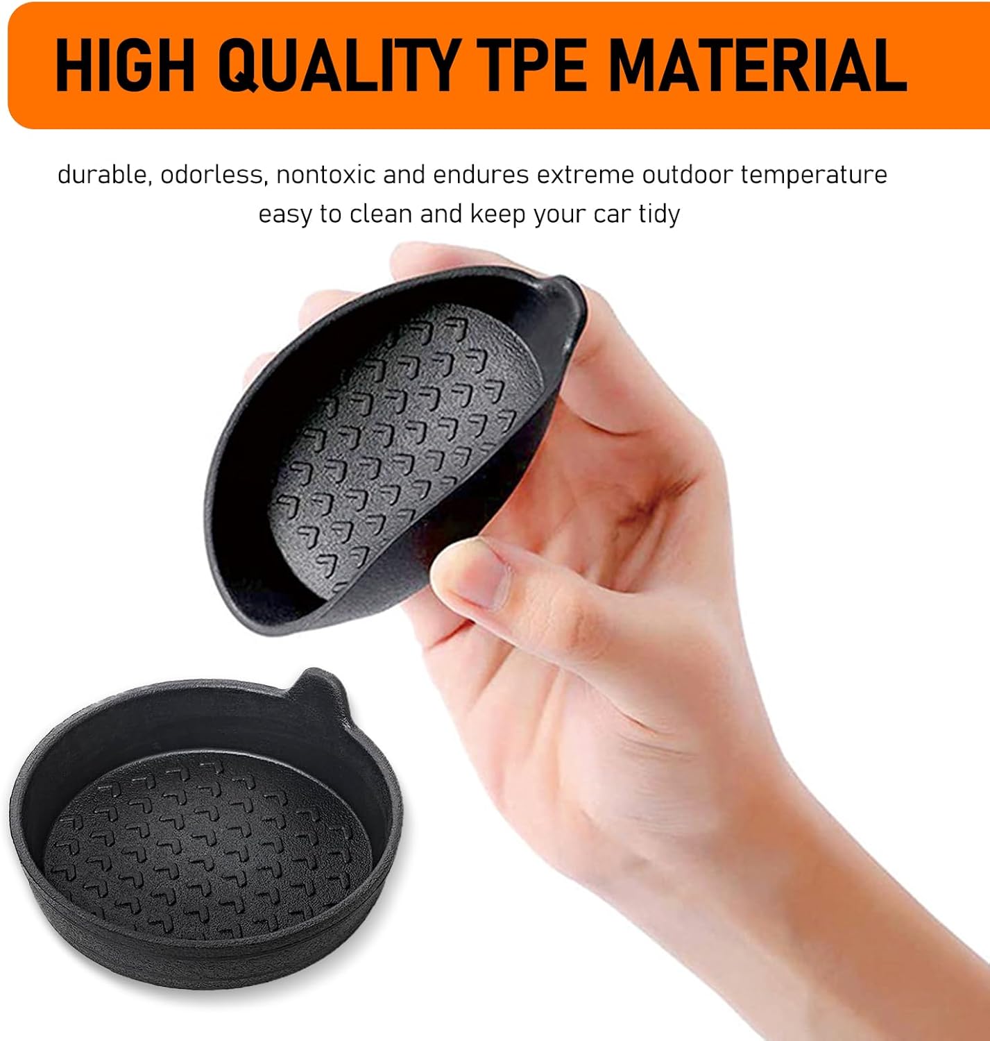 Crynod 4 PCS Car Water Coaster, 2.99″ x 0.98″ TPE Environmentally Friendly Removable Anti-Slip Pattern Cup Holder, Elevated Edge Anti-Spill