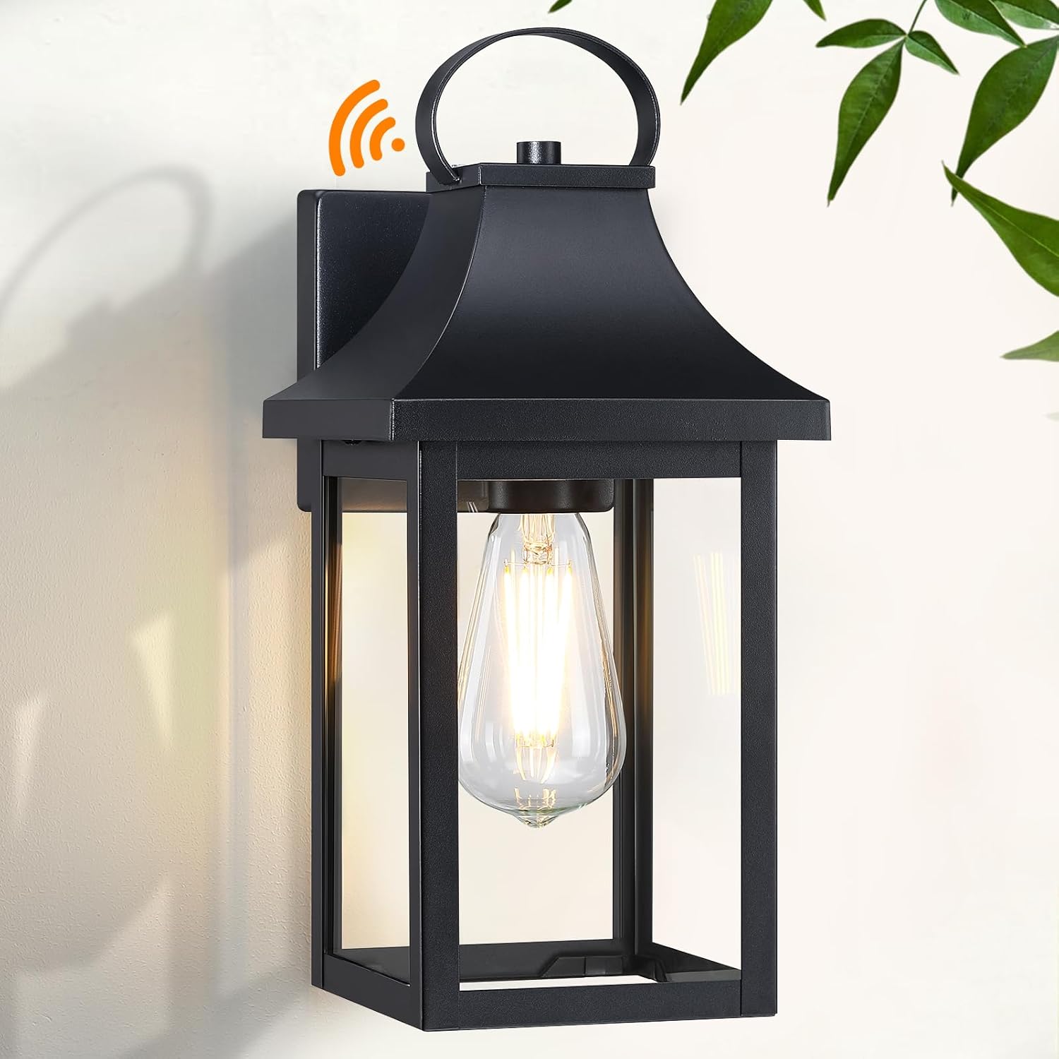 Lámparas de pared para exteriores del atardecer al amanecer, de 13.75 pulgadas, aplique de pared exterior con enchufe de base E26, farol de pared