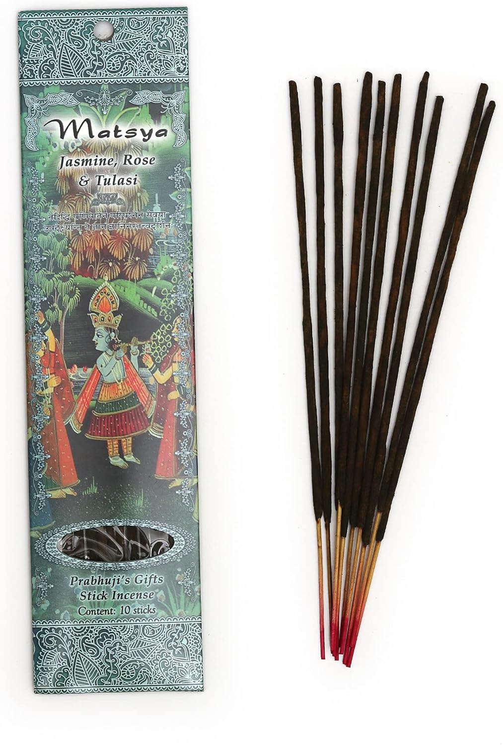 Prabhuji’s Gifts Matsya – Varitas de incienso espiritual enrolladas a mano de la India, palitos aromáticos, para meditación, yoga, relajación e