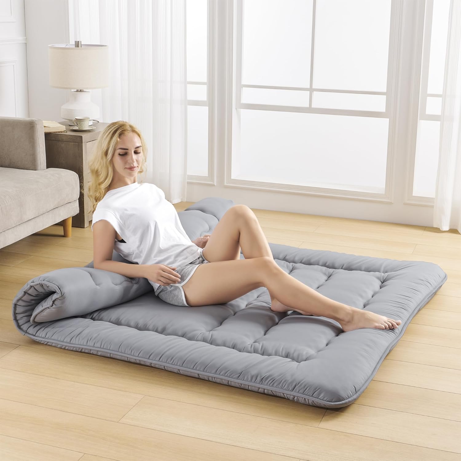 ZPECC Colchón de futón japonés  Espuma de alto soporte plegable Shikibuton Tatami Mat colchoneta para dormir para invitados de casa, camping, viajes