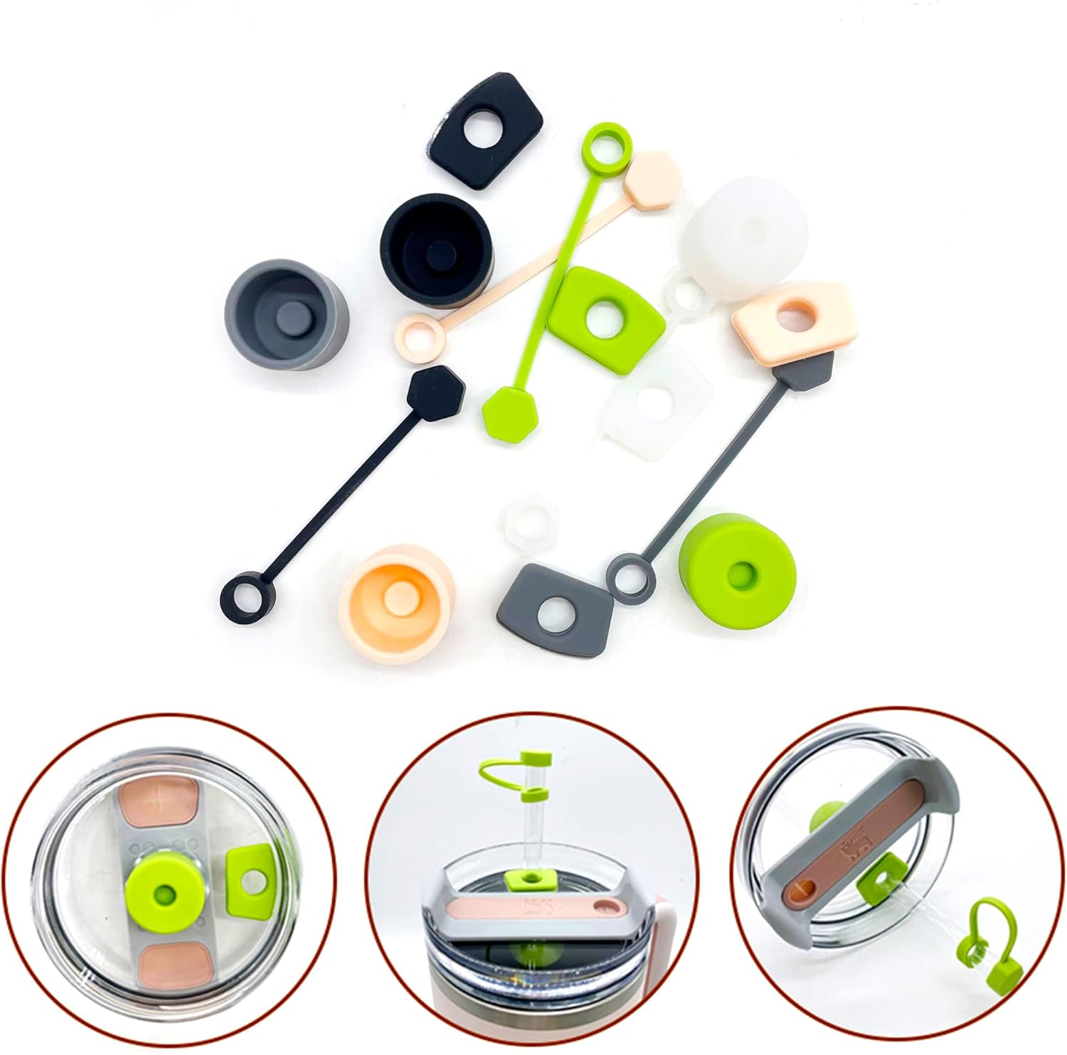 6 tapones de silicona a prueba de derrames para Stanley Cup2.0 de 30 onzas y 40 onzas, accesorios reutilizables para vasos de viaje (tapa de