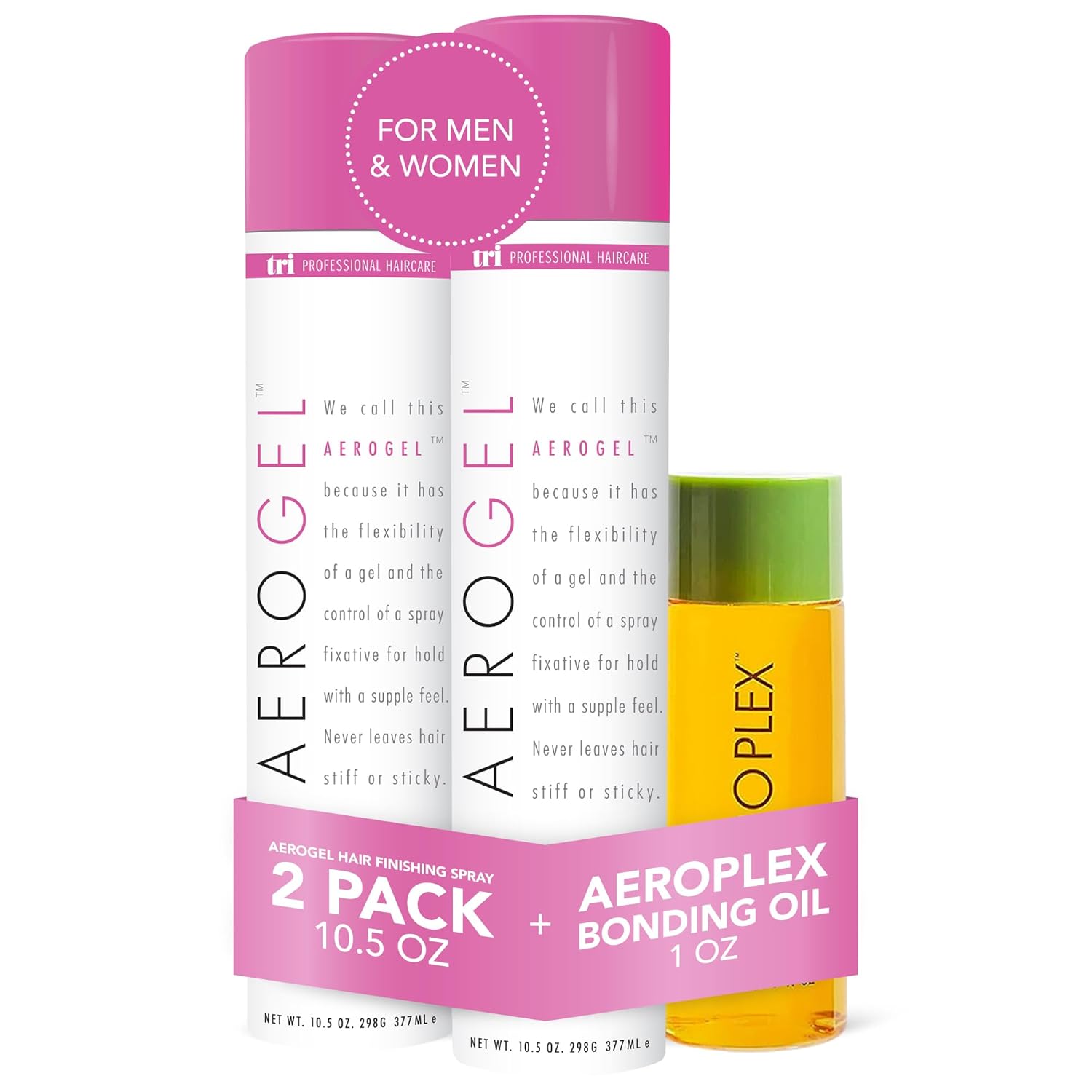TRIDESIGN Aeroplex Bonding Oil & Aerogel Hair Spray Bundle – Repara y previene la rotura para cabello seco, dañado y encrespado. Spray de acabado no