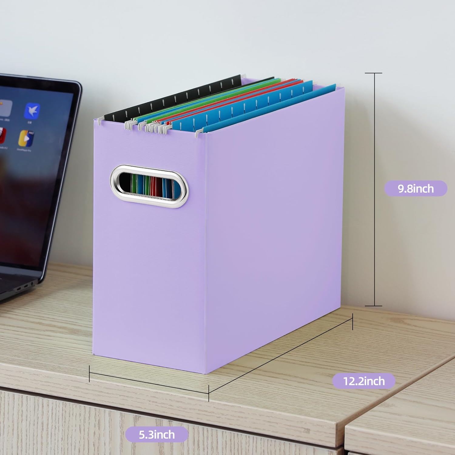 Oterri Organizador de archivos, caja de almacenamiento pequeña, organizador de carpetas de archivos de cartón, caja de archivos plegable,