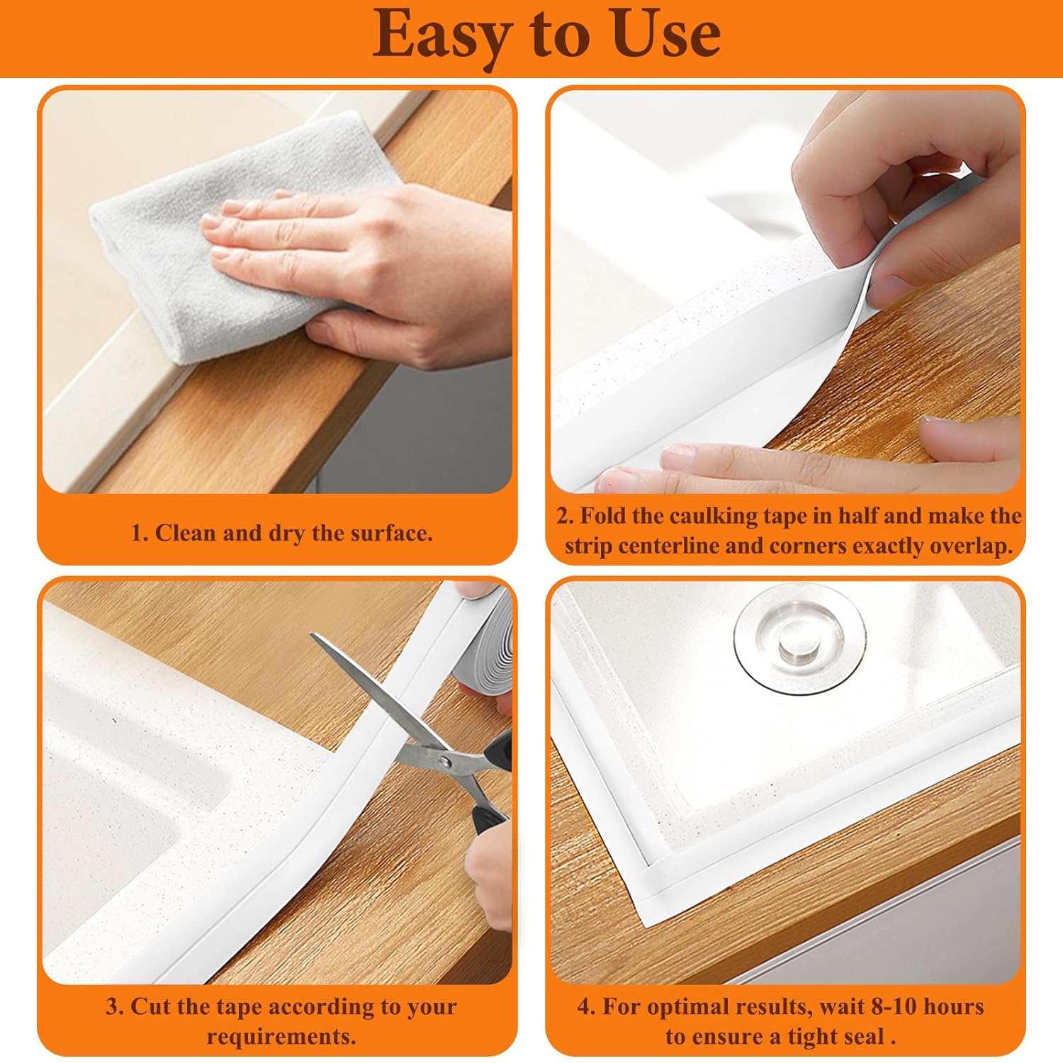 Cinta autoadhesiva blanca impermeable, 2 rollos de cinta selladora de calafateo para inodoro, cinta de sellado de calafateo de bañera para cocina,