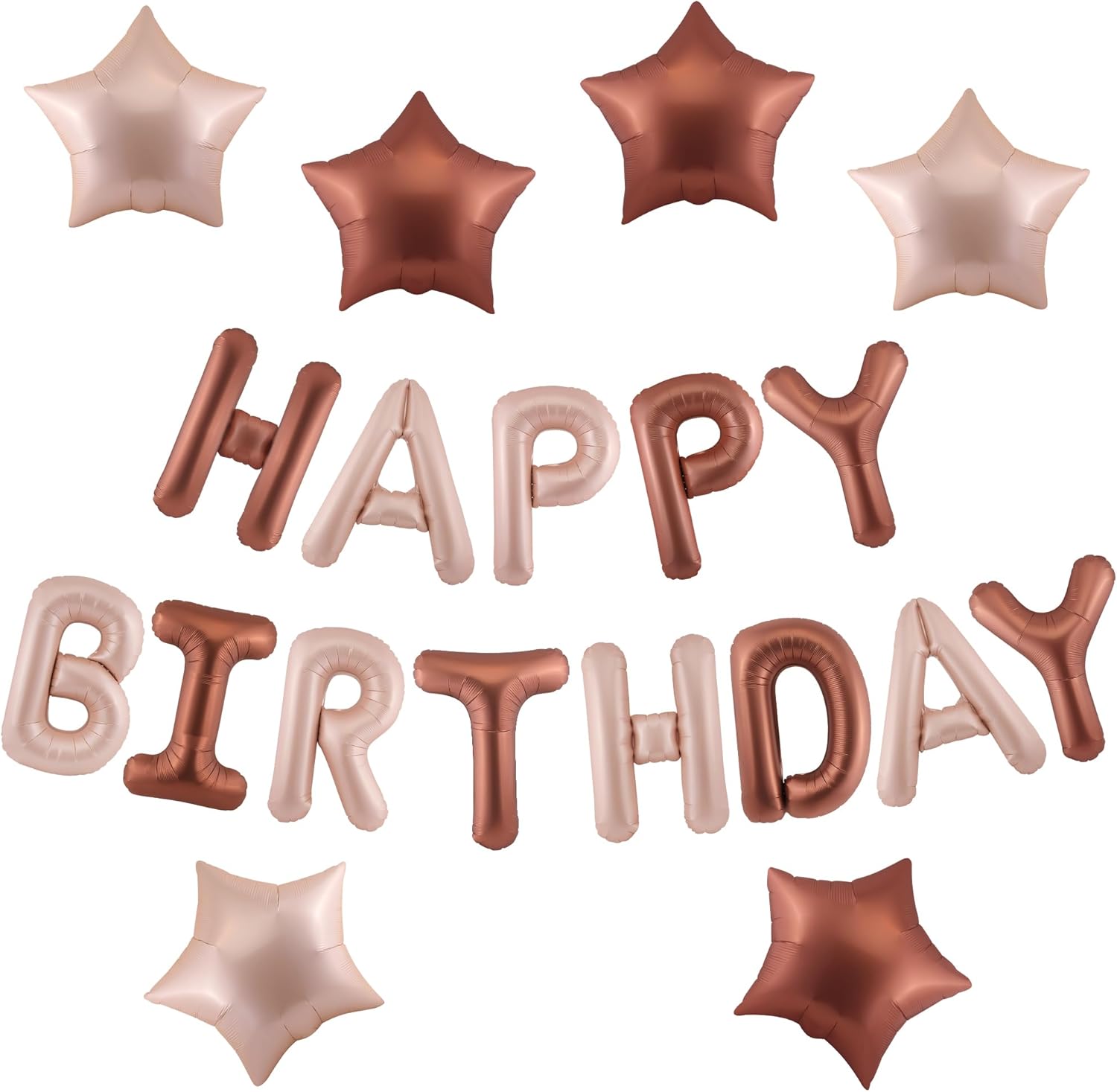 CANREVEL Cartel de feliz cumpleaños, 13 letras de papel de aluminio de Mylar de 16 pulgadas con 6 globos de estrella, decoraciones de fiesta de