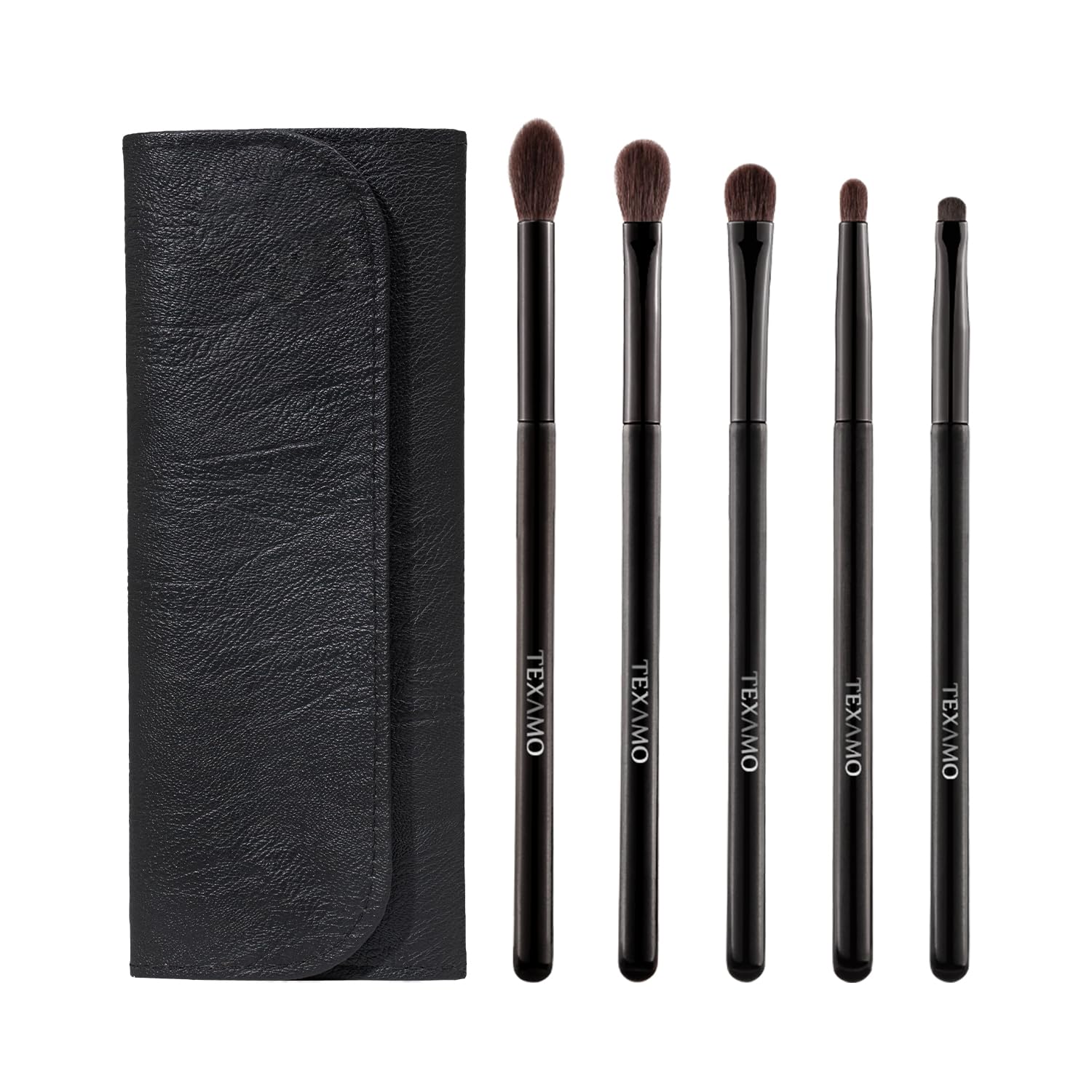 TEXAMO Juego de brochas de sombra de ojos, sin crueldad, profesionales para mezclar, sombra de ojos, pliegues, 5 piezas de pelo natural de cabra de
