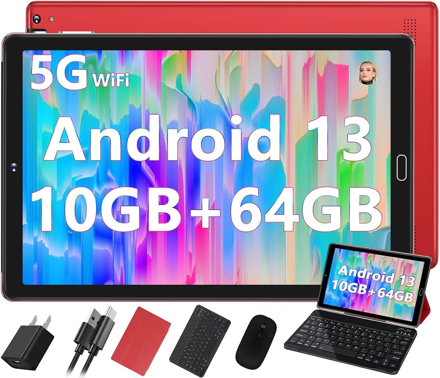 2024 Tablet de 10 pulgadas, 10 GB de RAM+64 GB de ROM (TF 1 TB), Android 13, WiFi 5G2.4G+Bluetooth 5.0Google GMSWidgetfunción de pantalla