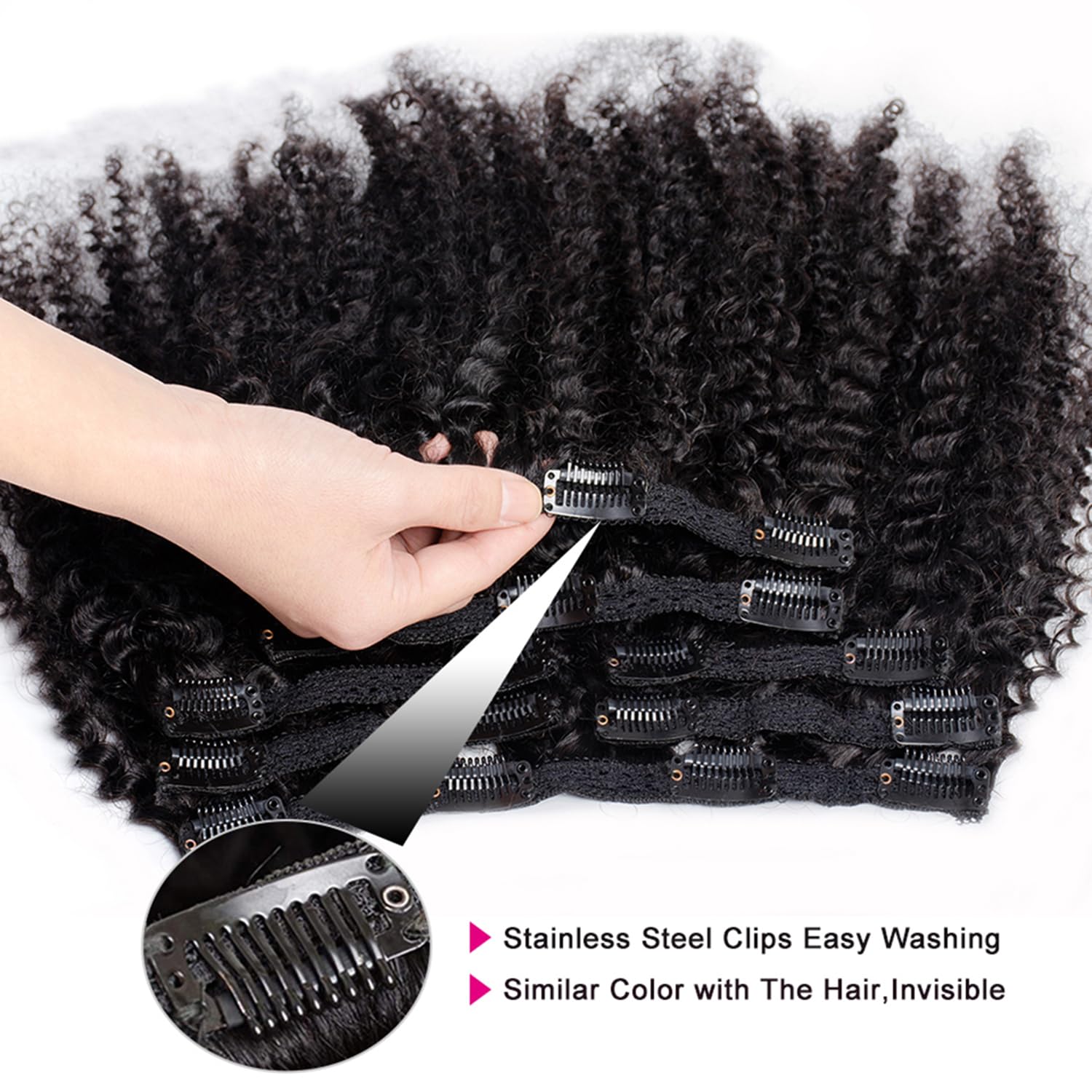 VTAOZI Afro Kinky Curly Clip in Hair Extensions Real Human Hair for Black Women Brazilian Kinky Curly Human Hair Clip in Extensions 7Pcs with