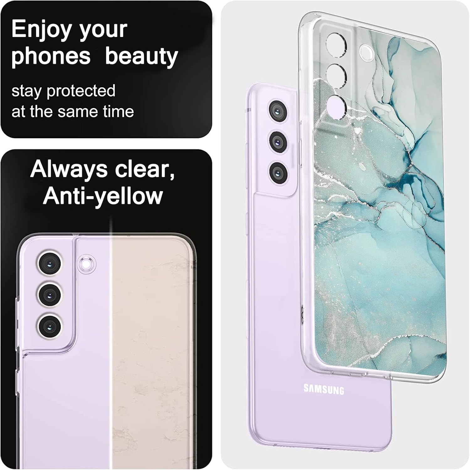 Funda protectora de silicona TPU suave flexible para Samsung Galaxy S21 FE 5G de 6.4 pulgadas, diseño de mármol, para hombres, niñas, mujeres, funda