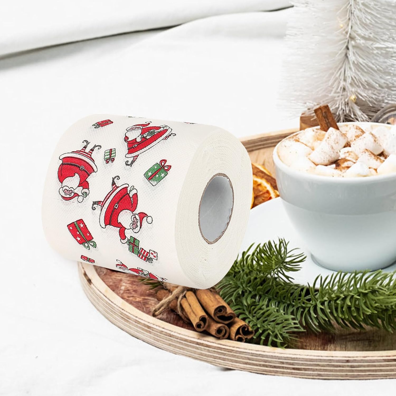 NOLITOY 4 rollos de papel higiénico de Feliz Navidad, altamente coleccionable, papel higiénico, divertido regalo para rellenos de calcetines de