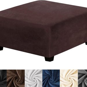 HFCNMY Funda otomana cuadrada, de terciopelo elástico, funda otomana cuadrada, funda otomana gruesa, lavable, funda otomana de almacenamiento con HFCNMY Funda otomana cuadrada, de terciopelo elástico, funda otomana cuadrada, funda otomana gruesa, lavable, funda otomana de almacenamiento con