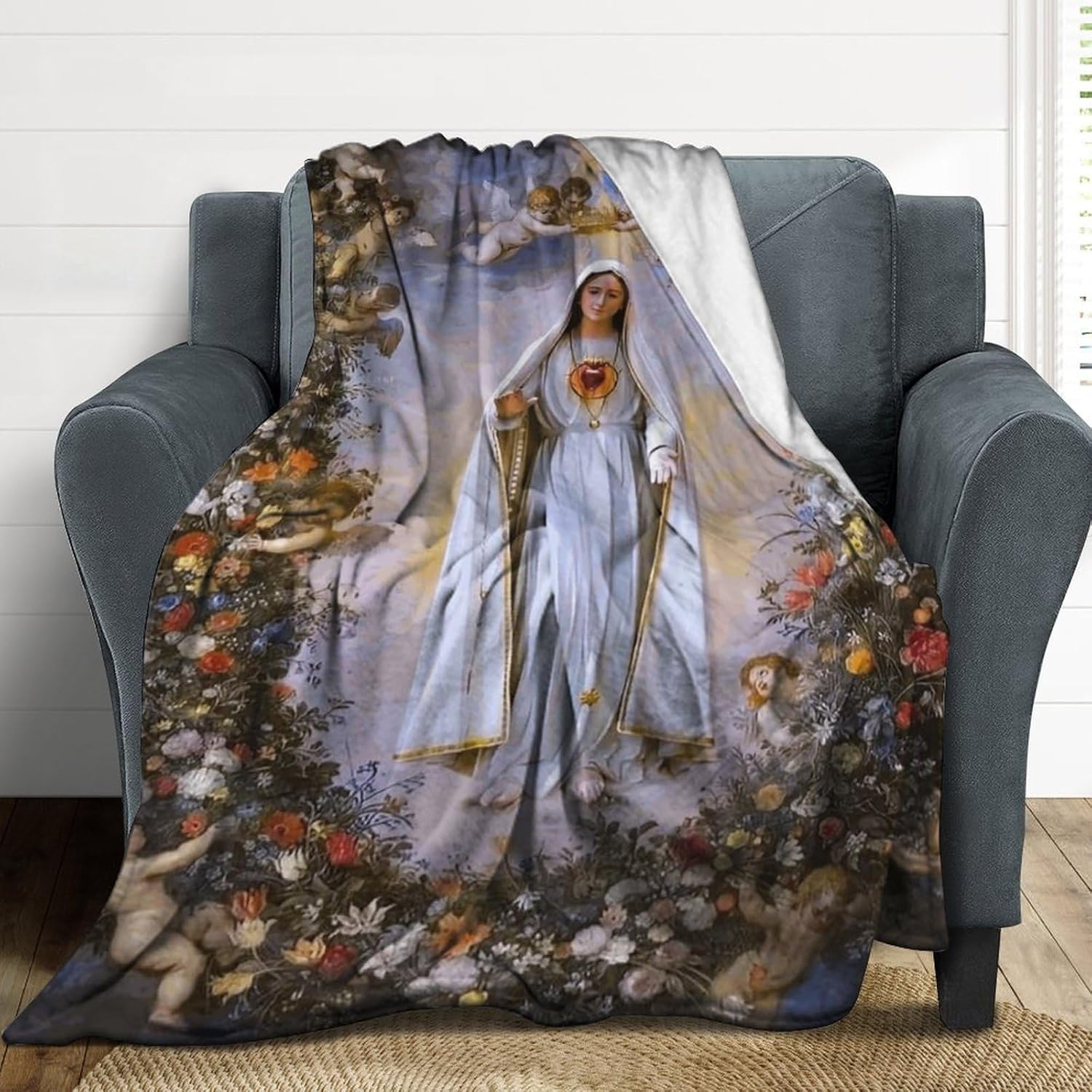 Manta de franela con diseño de Virgen María, Nuestra Señora de Guadalupe, suave y cómoda, regalo de creencias religiosas para cuatro estaciones,