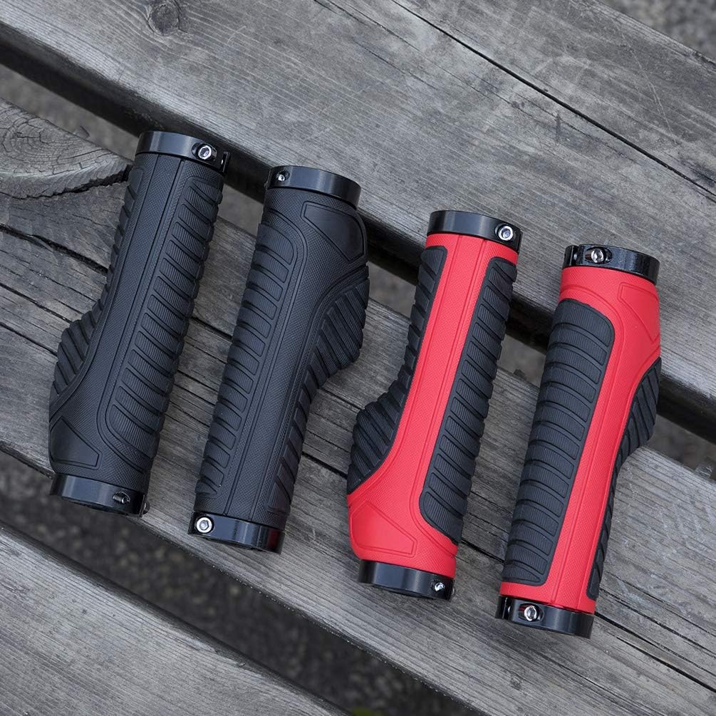 ROCKBROS Empuñaduras de bicicleta de montaña, empuñaduras para manillar de bicicleta, doble abrazadera de aluminio para MTB BMX, extremos de barra