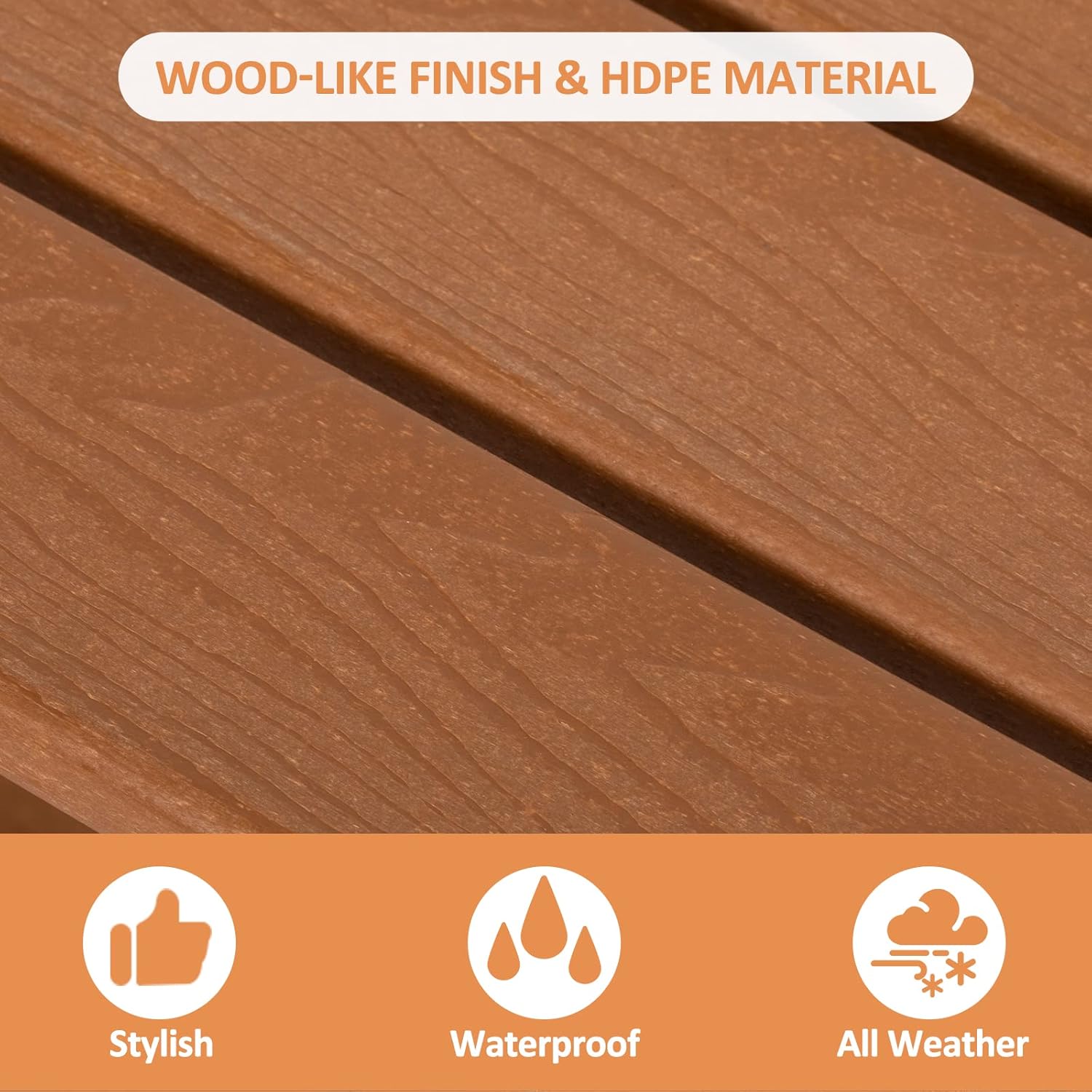 LOENIY Mesa auxiliar de 2 niveles para exteriores HDPE Adirondack mesa auxiliar para patio con grano similar a la madera, mesa auxiliar resistente a