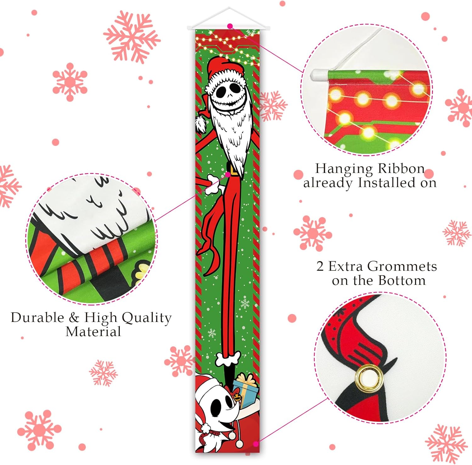 Jack Sally Banners – Letreros para porche, decoración de Navidad, pesadilla, decoración de Navidad, fiesta al aire libre