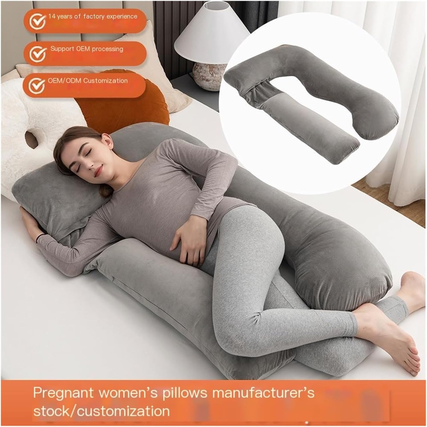 Almohada de maternidad para dormir de 58 pulgadas, almohada de cuerpo completo en forma de U con soporte de maternidad, para mujeres embarazadas,