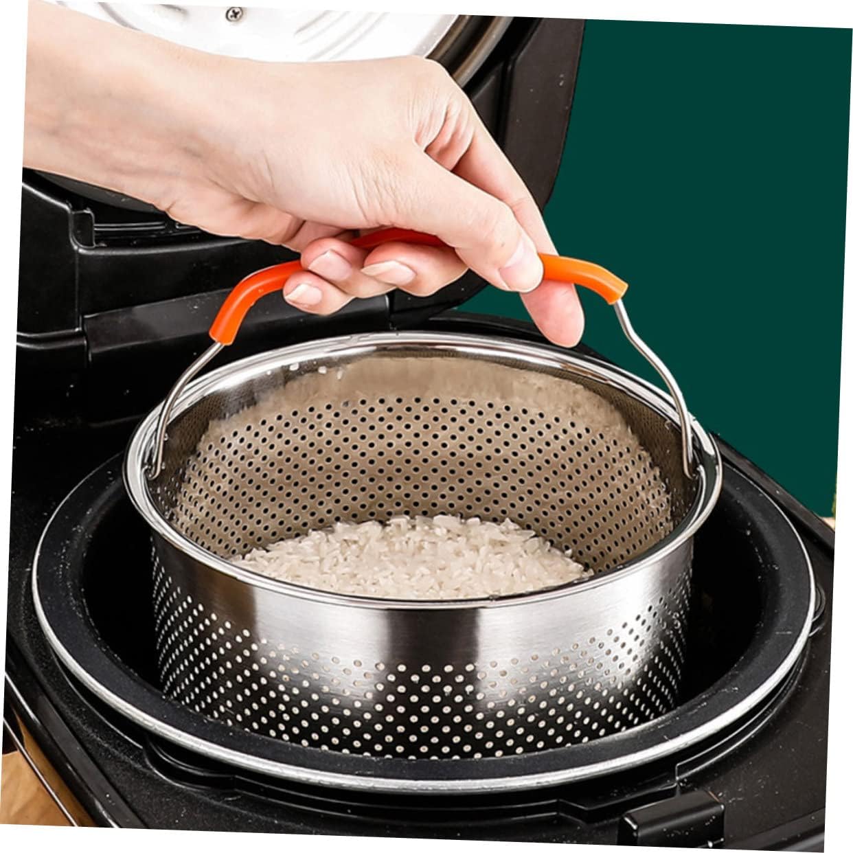 HOMSFOU Vaporizador de arroz de acero inoxidable para verduras, cesta de vapor, estantes de vapor, para bolas de masa, colador de metal, ensalada,