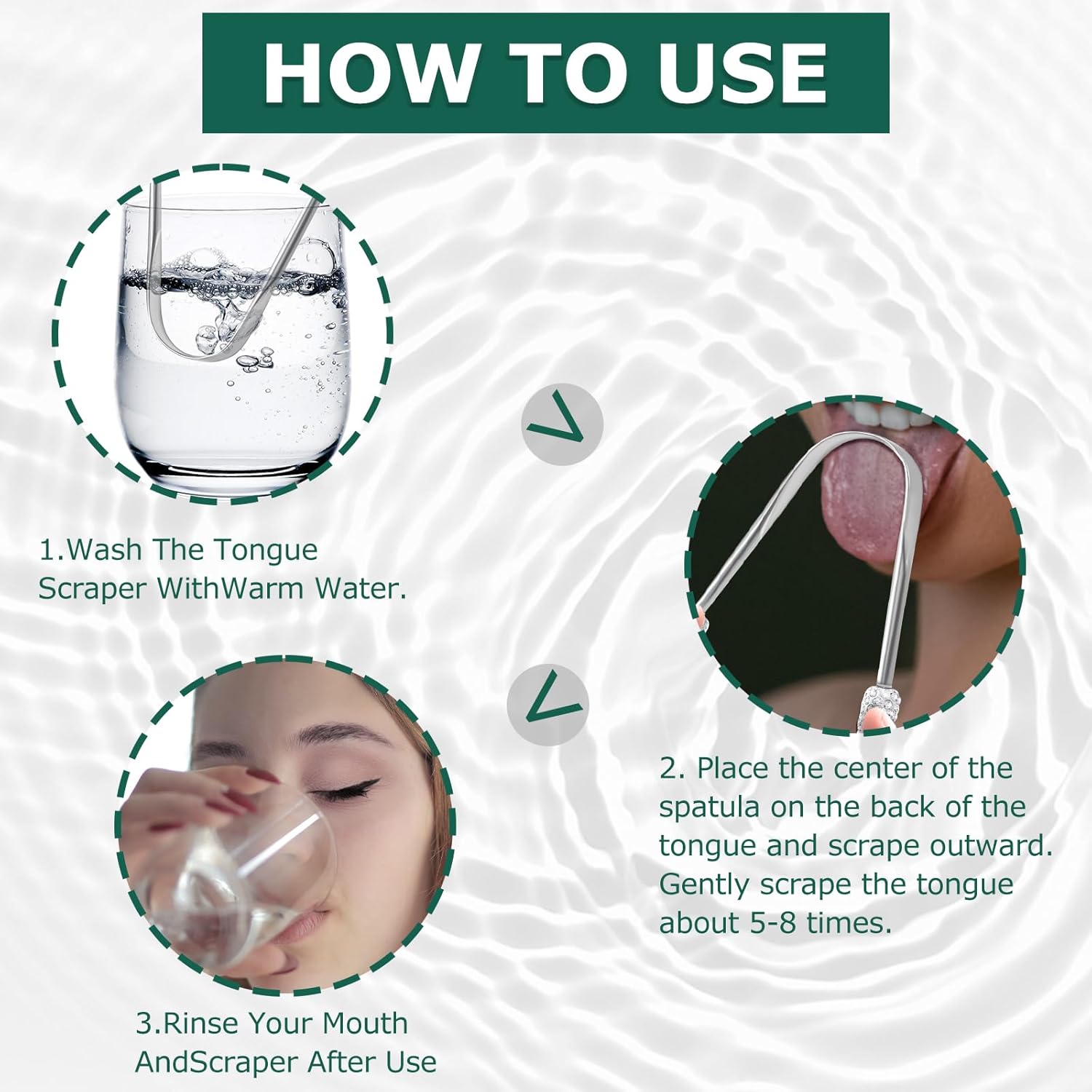 Raspador de lengua, limpiador de lengua de acero inoxidable, raspador de lengua para adultos, reduce el mal aliento y el aliento fresco (1 paquete