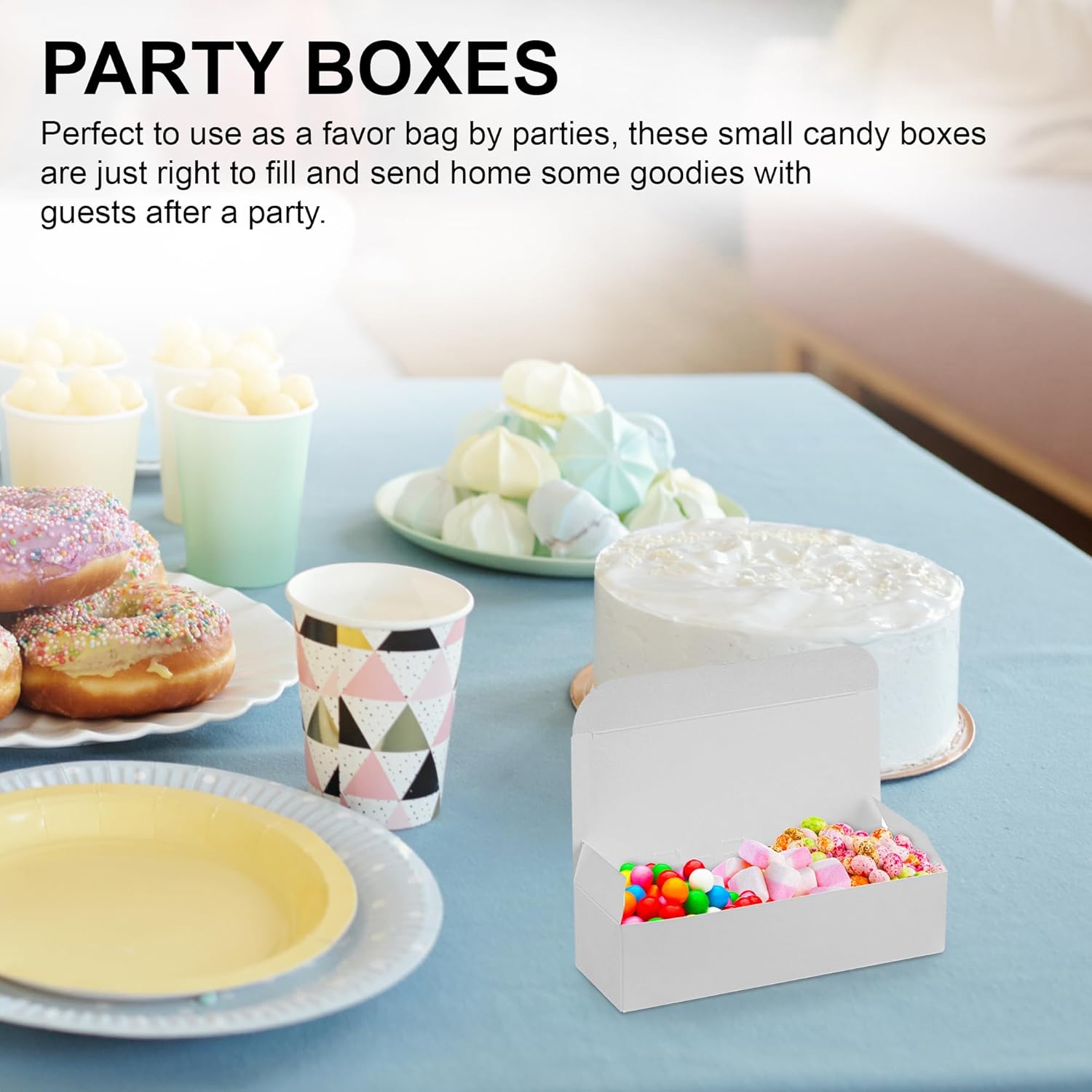 MT Products Caja de regalo de dulces y chocolate, 20 piezas, caja de dulce de azúcar blanca extra pequeña, tamaño de 5 x 2 14 x 1 14