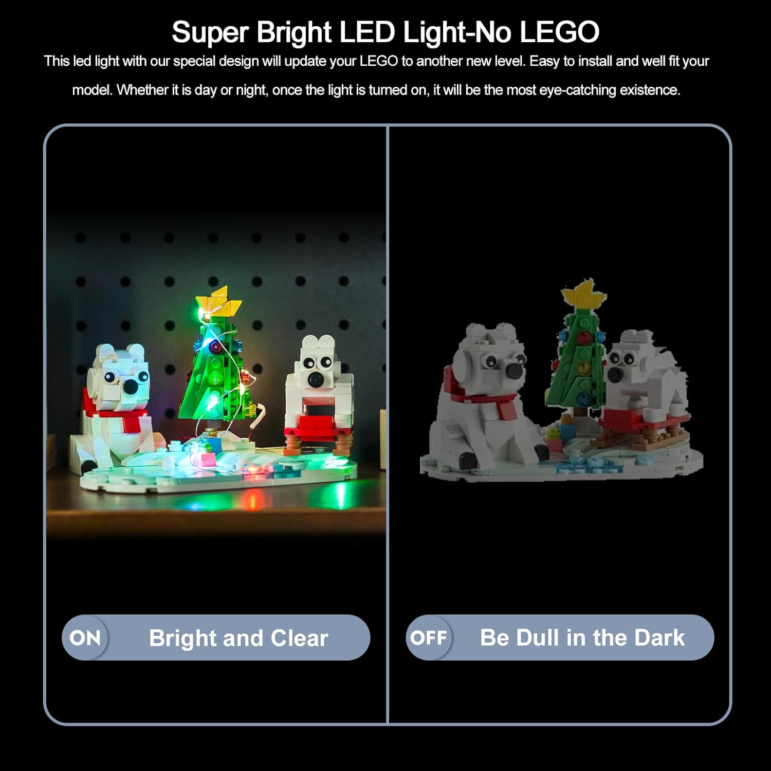 BrickBling Luz LED para Lego Wintertime Polar Bears 40571 Kit de construcción, luces de decoración de Navidad compatibles con Lego 40571, kit de
