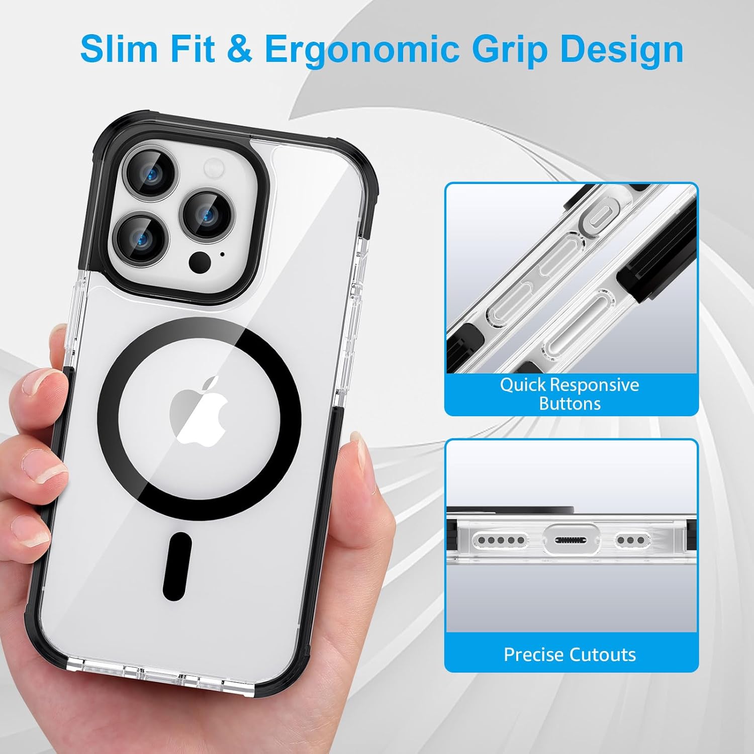 Moupiro Funda magnética para iPhone 15 Pro Max compatible con MagSafe búfer de esquina Funda suave y rígida que no se amarillenta para iPhone 15 Pro