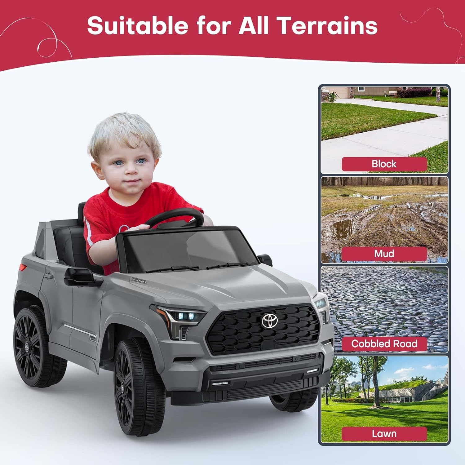 TEOAYEAH Coche eléctrico con batería de litio de 12 V para niños, juguete de carga rápida de 2 horas con control remoto, vehículo eléctrico para