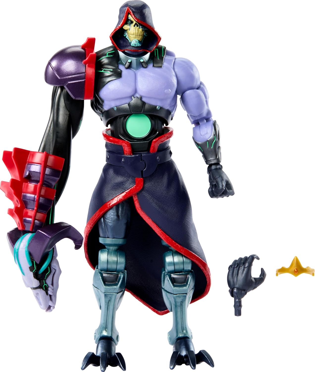 Masters of the Universe Revolution Masterverse – Figura de acción de esqueleto, coleccionable con 30 articulaciones y brazo de caos Techno Posable,