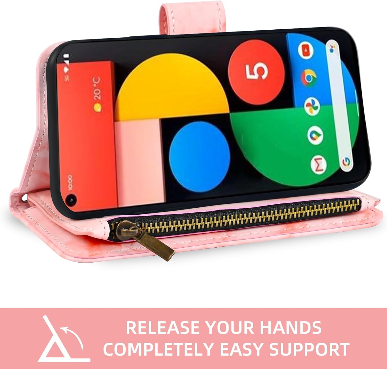 Asuwish Funda de teléfono para Google Pixel 5 Wallet Cell Cover con protector de pantalla de vidrio templado y soporte de tarjeta de crédito con